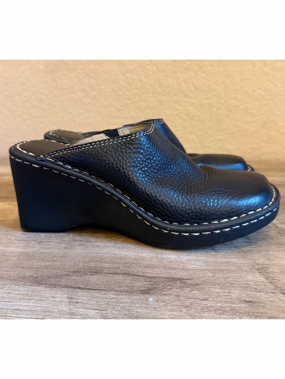 Bjorndal Leather Square Toe Wedge Mules